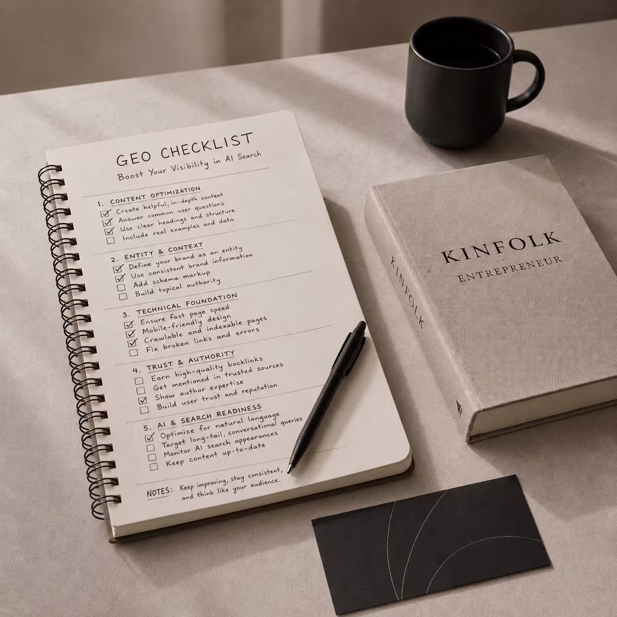 GEO checklist notebook